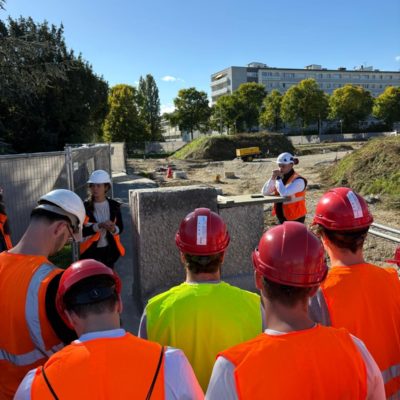 Visite chantier Cœur de Cité Meyrin Hepia – étudiants Hepia et équipe Jacquet